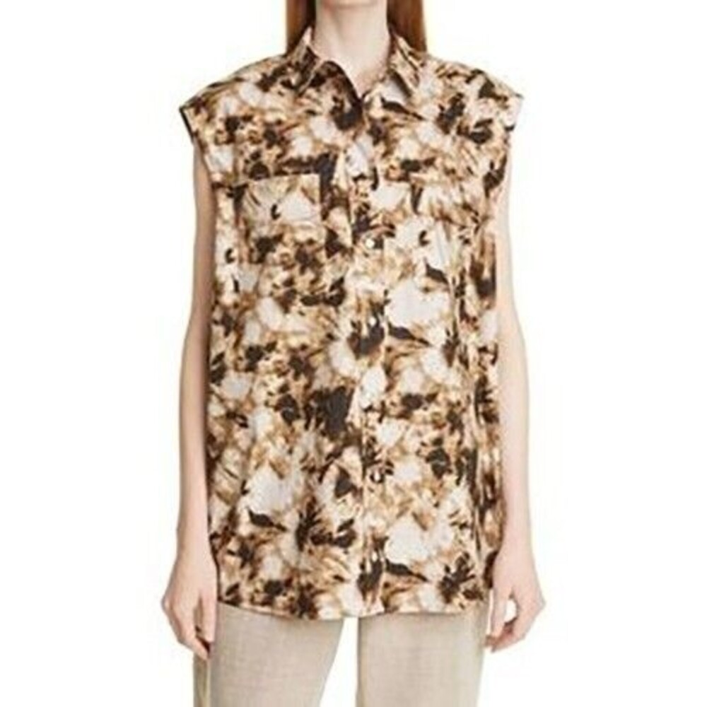 Samsøe Samsøe Tea Shirt Button Sleeveless L XL Top Camo Clay Print Nordstrom B10